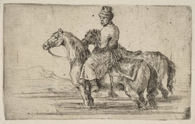 Egy lengyel vőlegény fürdeti lovakat, kb. 1662. alkotó: Stefano della Bella
