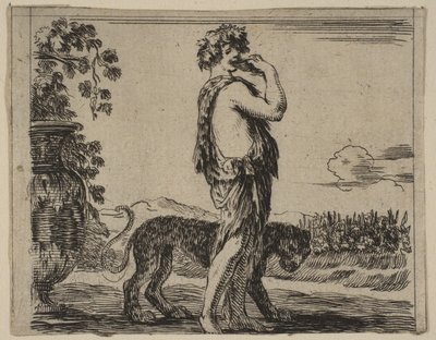 Bacchus, a Game of Mythologyból, a Game of Mythology, 1644-ből. alkotó: Stefano della Bella