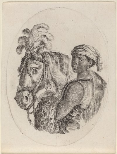 Fekete vőlegény arab lóval alkotó: Stefano della Bella