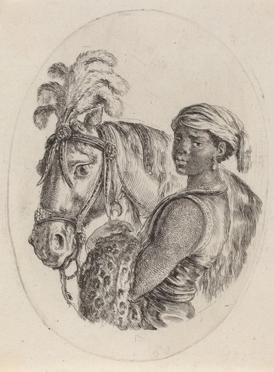 Fekete vőlegény arab lóval, 16491650. alkotó: Stefano della Bella