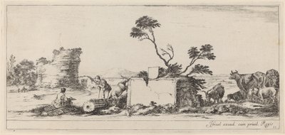 Campagnai jelenet művész vázlatokkal, 1647-ben vagy előtte. alkotó: Stefano della Bella