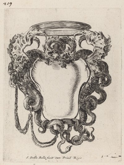 Kartusz sárkányok mellett, 1647. alkotó: Stefano della Bella