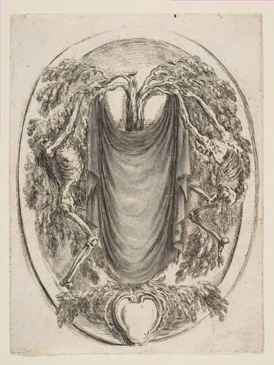 Cartouche csontvázakkal, 1647. alkotó: Stefano della Bella