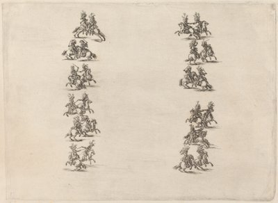 Két oszlopban harcoló lovasok, 1652. alkotó: Stefano della Bella