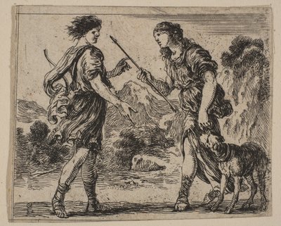 Cephalus és Procris, a Game of Mythology Jeu de la Mythologie-ból, 1644. alkotó: Stefano della Bella