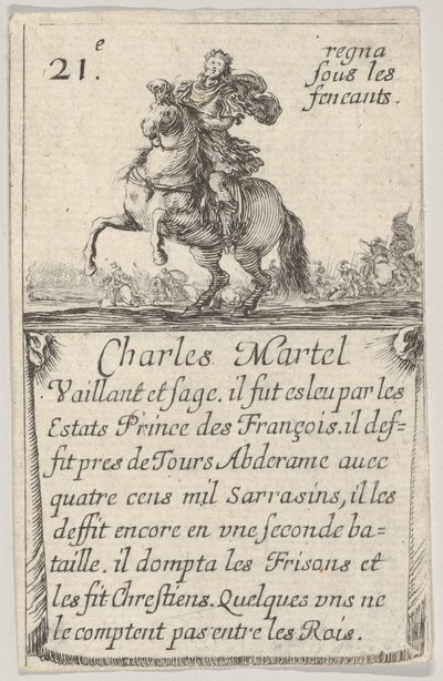Charles Martel Vaillant et sage..., A francia királyok játékából, Jeu des Rois de ..., 1644. alkotó: Stefano della Bella