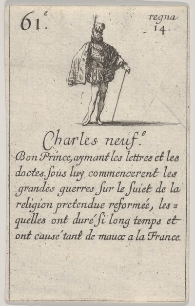 Charles neuf.-e Bon Prince..., a Game of the Kings of France Jeu des Rois de France-ból, 1644. alkotó: Stefano della Bella