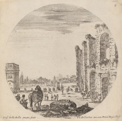 Colosseum és Konstantin diadalíve, 1646. alkotó: Stefano della Bella