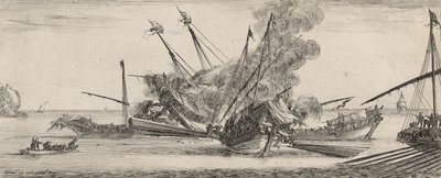 Combat Naval (rézkarc lefektetett papírra) alkotó: Stefano della Bella
