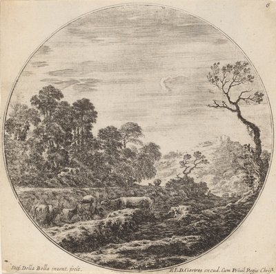 Völgyben legelő tehenek, 1646. alkotó: Stefano della Bella