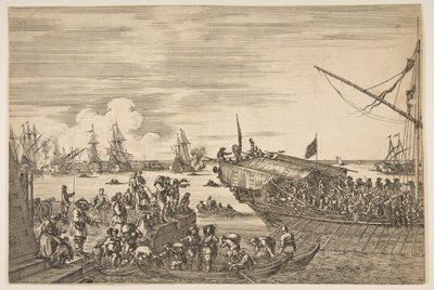 Konyha indulása a livornói kikötőben, a Livornói kikötő kilátásaiból ..., 1654-55. alkotó: Stefano della Bella