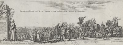 A lengyel nagykövet beutazása Rómába, 1633. alkotó: Stefano della Bella