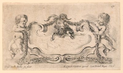 Escutcheon, No. 17. a "Különféle szeszélyek gyűjteménye és a mappák és dísztárgyak kilenc találmánya" alkotó: Stefano della Bella