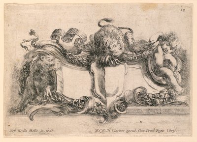 Escutcheon, No 18 "Különféle szeszélyek gyűjteménye és kilenc találmány mappák és dísztárgyak gyűjteményéből" alkotó: Stefano della Bella