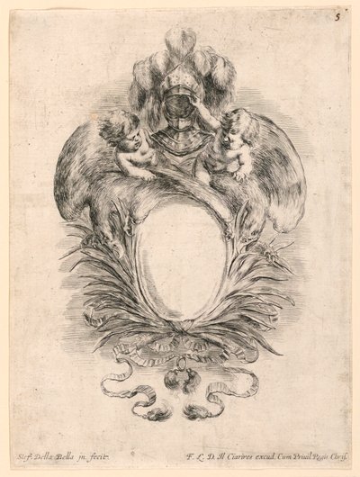 Escutcheon, No. 5 a "Különféle szeszélyek gyűjteménye, mappák és dísztárgyak kilenc találmánya" alkotó: Stefano della Bella