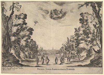 Első jelenet Firenzében, Az istenek házassága Le nozze degli Dei, 1637-ből. alkotó: Stefano della Bella