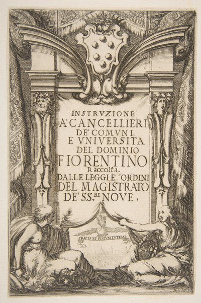 Az Instruzione a Cancellieri előlapja, 1635. alkotó: Stefano della Bella