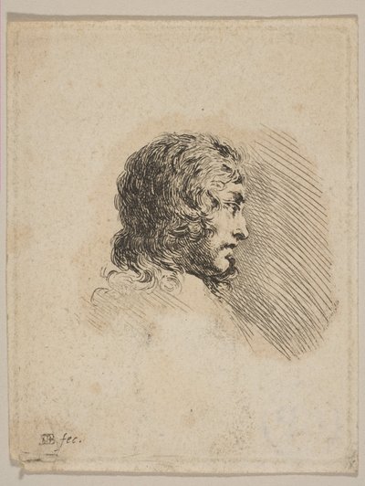 Egy fiatal férfi feje profilban, különböző portrékból Recueil de Diverses Pieces S..., kb. 1647. alkotó: Stefano della Bella