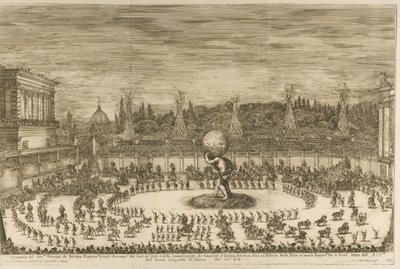 Az ünneplő világ, lóháton balett Cosimo de Medici és M. esküvője alkalmából alkotó: Stefano della Bella