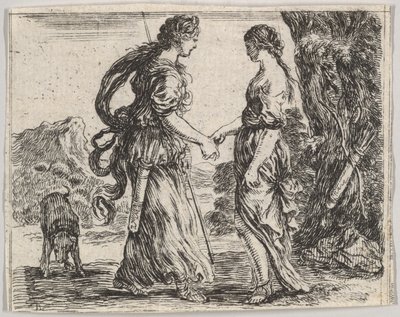Jupiter és Calisto, a Game of Mythology Jeu de la Mythologie-ból, 1644. alkotó: Stefano della Bella