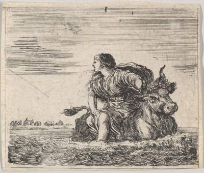 Jupiter és Európa, a Game of Mythology Jeu de la Mythologie-ból, 1644. alkotó: Stefano della Bella