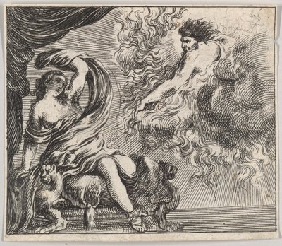Jupiter és Semele, a Game of Mythology Jeu de la Mythologie-ból, 1644. alkotó: Stefano della Bella