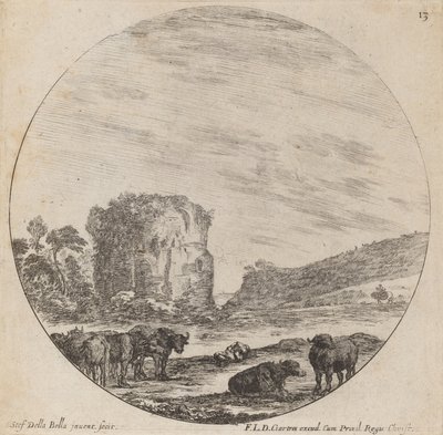 Táj antik romokkal, 1646. alkotó: Stefano della Bella