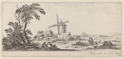 Táj szélmalommal, 1647-ben vagy előtte. alkotó: Stefano della Bella