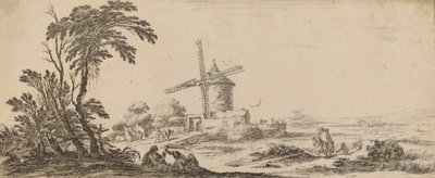 Táj szélmalommal, 1647-ben vagy előtte. alkotó: Stefano della Bella