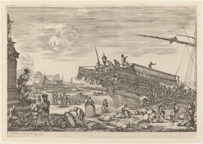 Hajó berakodása, valószínűleg c. 16541655. alkotó: Stefano della Bella