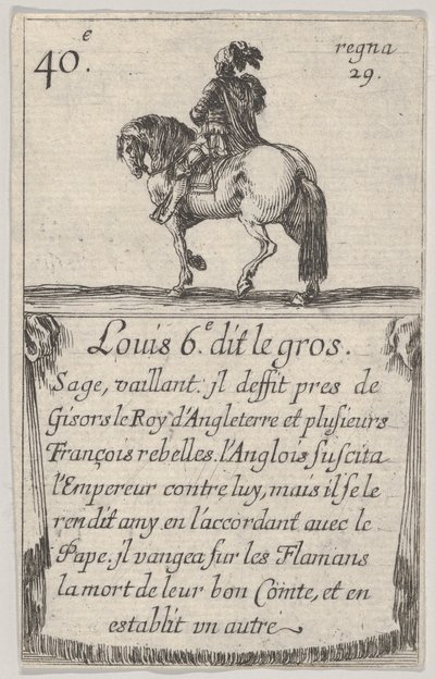 Louis 6.-e dit le gros Sage, vaillant..., a Game of the Kings of France Jeu des Ro..., 1644-ből. alkotó: Stefano della Bella