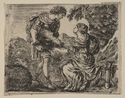 Meleager és Atalanta, a Game of Mythology Jeu de la Mythologie-ból, 1644. alkotó: Stefano della Bella