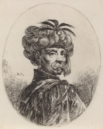 Mór öt tollal díszített turbánban, 16491650. alkotó: Stefano della Bella
