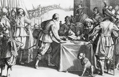 Fizető zsoldosok, metszet: Stefano della Bella (1610-1664) alkotó: Stefano della Bella