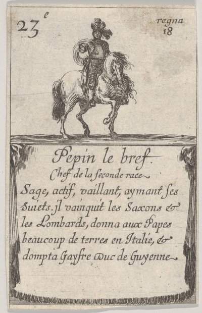 Pepin, a második futam rövid főnöke..., A francia királyok játéka Jeu des Ro..., 1644-ből. alkotó: Stefano della Bella