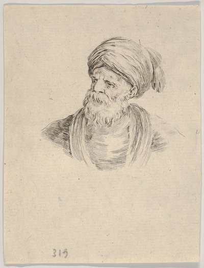 12. tábla: Turbános török idős férfi balra néző mellszobra, Különféle ...-ről, 1650. alkotó: Stefano della Bella