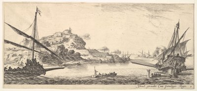 8. tábla: A bal oldalon egy gálya orra, jobbra egy másik gálya, hátulról nézve..., kb. 1641. alkotó: Stefano della Bella