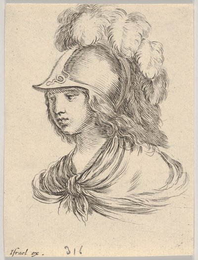 9. tábla: Minerva mellszobra, tollas sisakot viselő, balra nézve, ...-ból, 1650-ből. alkotó: Stefano della Bella