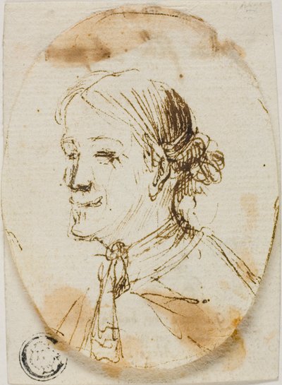 Portré mellszobor, férfi, nyakkendőt visel (recto); nyerget ábrázoló vázlat (verso) alkotó: Stefano della Bella