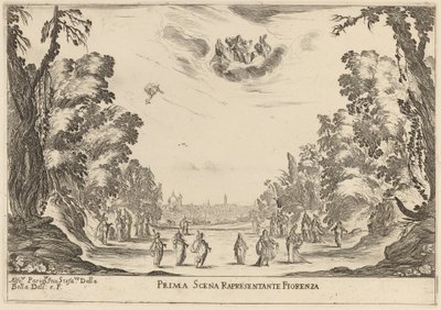 Első jelenet Reprezentanta Firenze, 1637. alkotó: Stefano della Bella