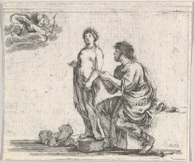Pygmalion, a Game of Mythologyból, a Game of Mythology, 1644-ből. alkotó: Stefano della Bella