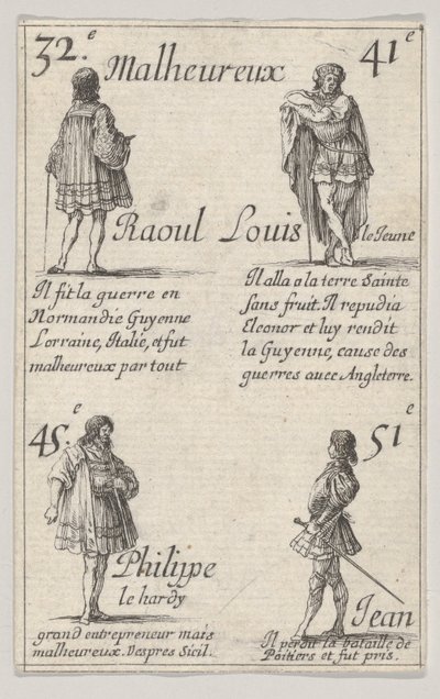 Raoul ... Lajos ifjabb..., A francia királyok játékából Jeu des Rois de France, 1644. alkotó: Stefano della Bella
