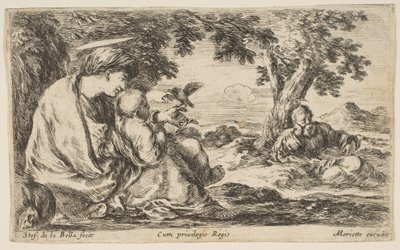 Pihenjen az egyiptomi repülésen, kb. 1641. alkotó: Stefano della Bella