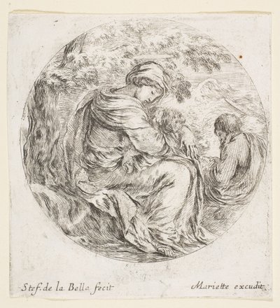 Pihenjen az egyiptomi repülésen, kb. 1641. alkotó: Stefano della Bella