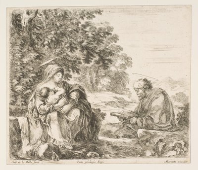 Pihenjen az egyiptomi repülésen, kb. 1649. alkotó: Stefano della Bella