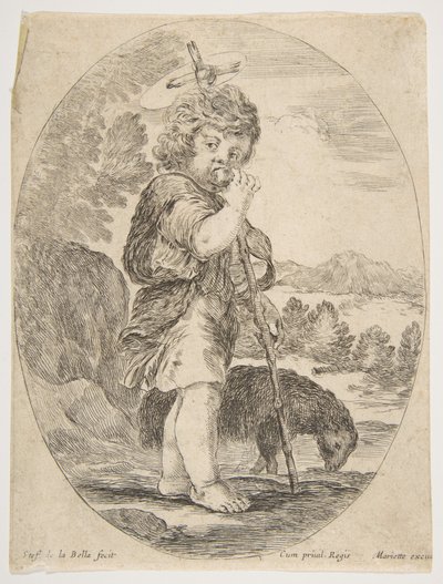 Keresztelő Szent János egy darab gyümölcsöt harapott, kb. 1641. alkotó: Stefano della Bella