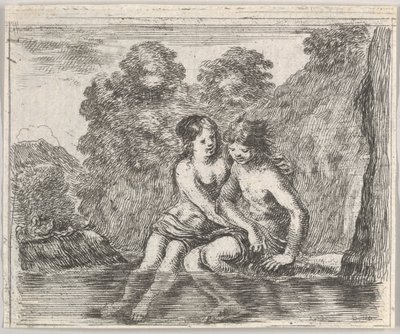 Salmacis és Hermaphrodite, a Game of Mythology Jeu de la Mythologie-ból, 1644. alkotó: Stefano della Bella