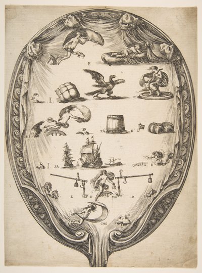 Képernyő Rebus of Fortune-val, kb. 1639. alkotó: Stefano della Bella