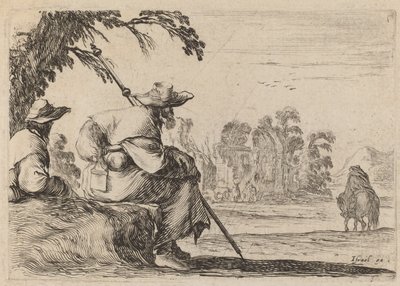 Ülő zarándokok, 1642. alkotó: Stefano della Bella