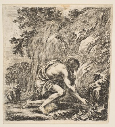 Keresztelő Szent János vizet merít egy forrásból, kb. 1649. alkotó: Stefano della Bella